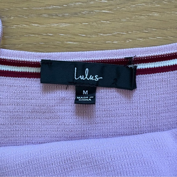 Lulus Lenore Red Pink Striped Ribbed Crop Top Tube Top Size Medium - Picture 4 of 5